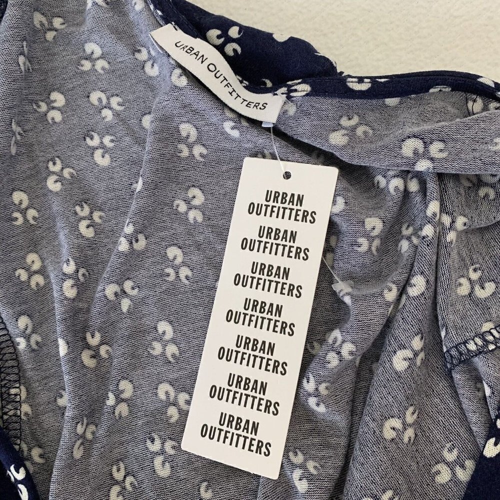 Urban Outfitters Women’s Small Plunge Navy Blue White V-neck Dress Pockets - Picture 9 of 15